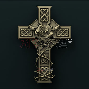 CROSS WITH A ROSE 3D STL 3DWave